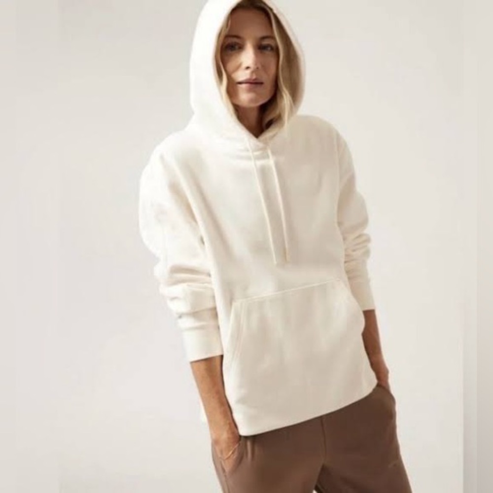 Athleta Retroplush Hoodie Sweatshirt S Small Magnolia White